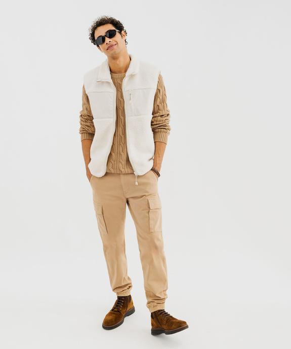 Veste sans manches en sherpa et toile homme vue4 - GEMO (HOMME) - GEMO