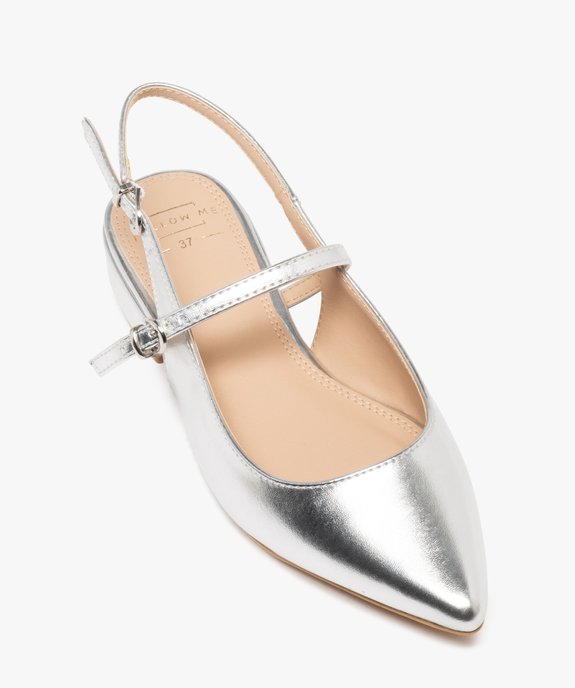 Escarpins sling-back à talon plat en matière métallisée femme vue6 - FOLLOW ME - GEMO