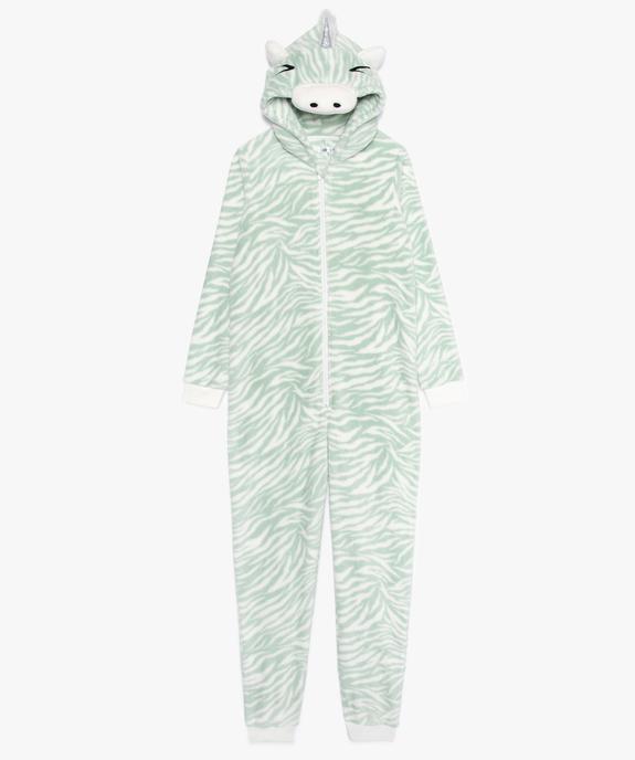  Combinaison pyjama fille douillette imprimé zèbre vue1 - GEMO (JUNIOR) - GEMO
