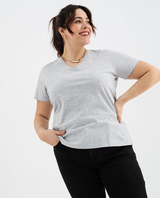Tee-shirt manches courte à col V femme grande taille vue5 - GEMO (G TAILLE) - GEMO