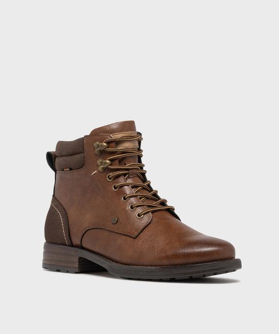 Boots à col matelassée, lacets et zip homme vue3 - MARIO BALDANO - GEMO
