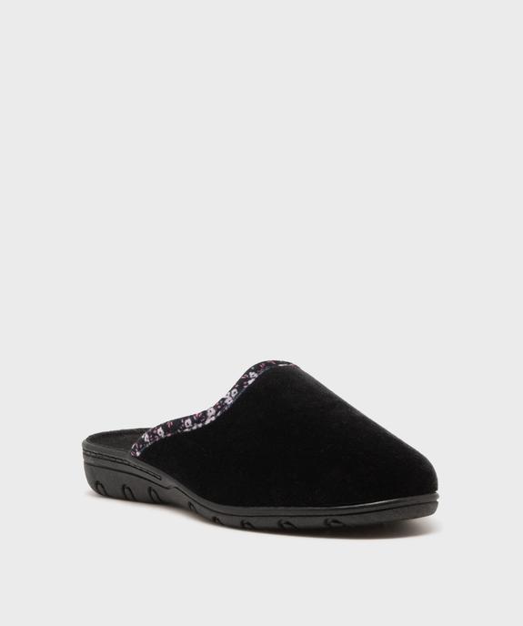 Chaussons mules en velours avec biais à motifs fleuris femme vue2 - G'FLEX - GEMO