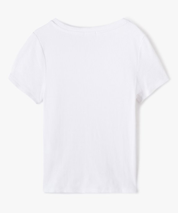 Tee-shirt fille à manches courtes en maille côtelée - LuluCastagnette vue3 - LULUCASTAGNETTE - GEMO