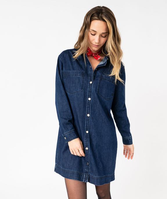Robe chemise en jean à manches longues femme - LuluCastagnette vue1 - LULU CASTAGNETT - GEMO
