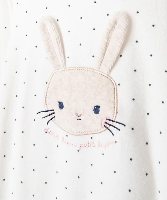 Pyjama en velours à motif lapin bébé fille vue2 - GEMO 4G BEBE - GEMO
