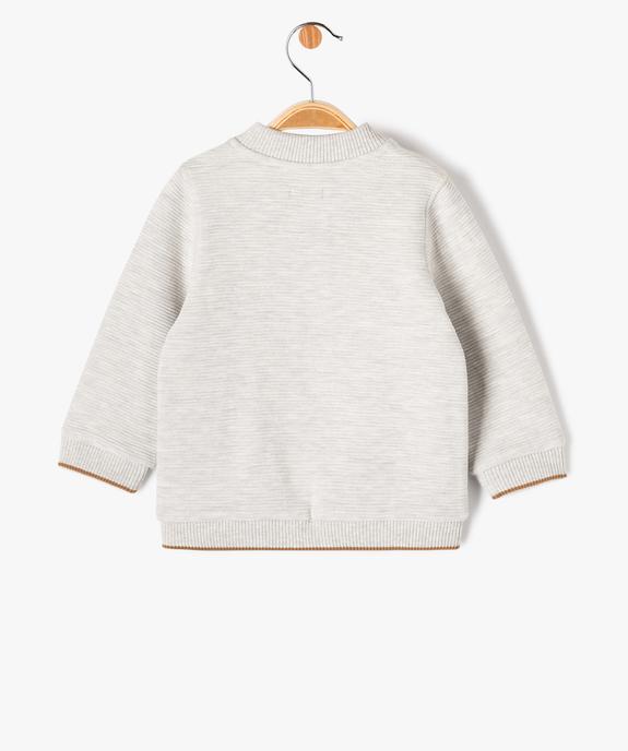 Sweat zippé effet rayé bébé garçon vue4 - GEMO(BEBE DEBT) - GEMO
