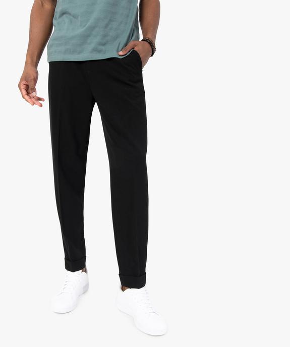 Pantalon homme en toile stretch avec taille élastiquée vue1 - GEMO (HOMME) - GEMO