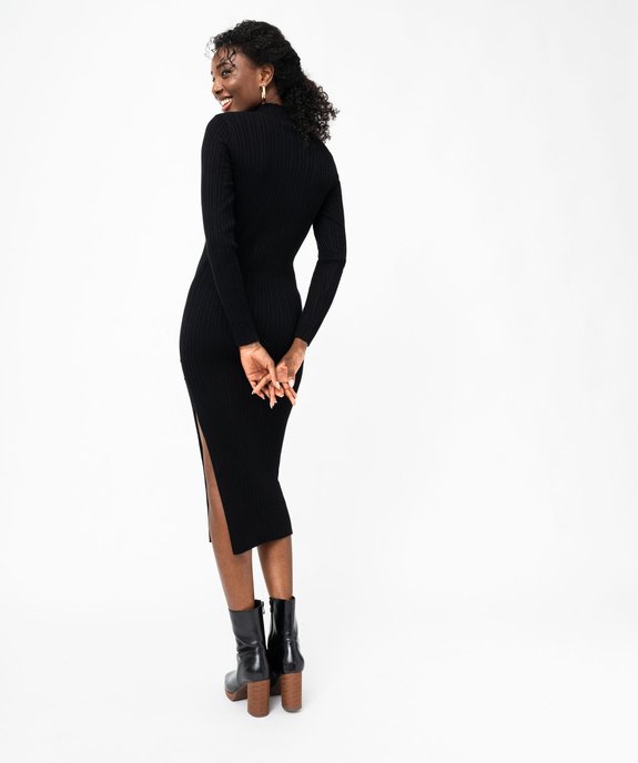 Robe tube en maille côtelée à col montant femme vue3 - GEMO 4G FEMME - GEMO