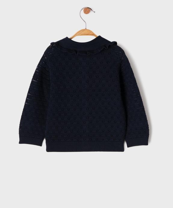 Gilet en coton ajouré à col Claudine bébé fille - LuluCastagnette vue3 - LULUCASTAGNETTE - GEMO