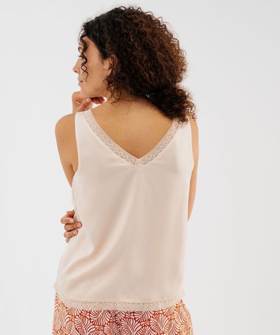 Haut de pyjama en satin avec finitions dentelle femme vue3 - GEMO 4G FEMME - GEMO