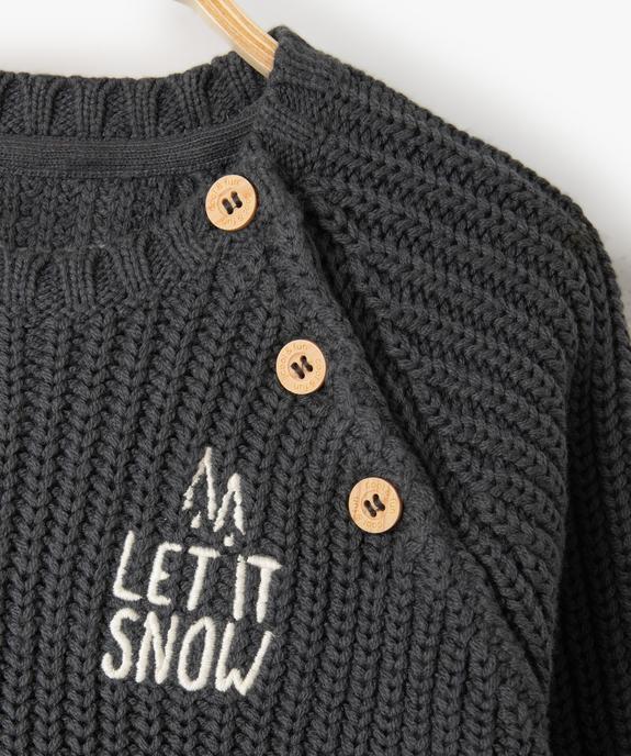 Pull bébé garçon en grosse maille avec poche kangourou vue2 - GEMO(BEBE DEBT) - GEMO