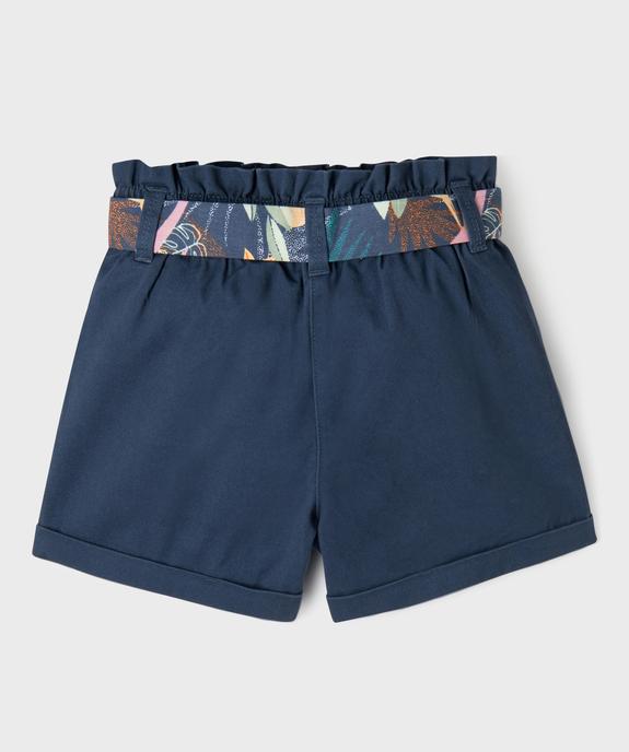 Short en coton taille haute avec ceinture à nouer fille vue3 - GEMO (ENFANT) - GEMO