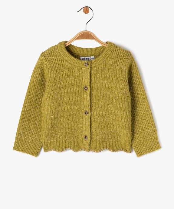 Gilet en grosse maille pailletée et finition fantaisie bébé fille vue1 - GEMO(BEBE DEBT) - GEMO