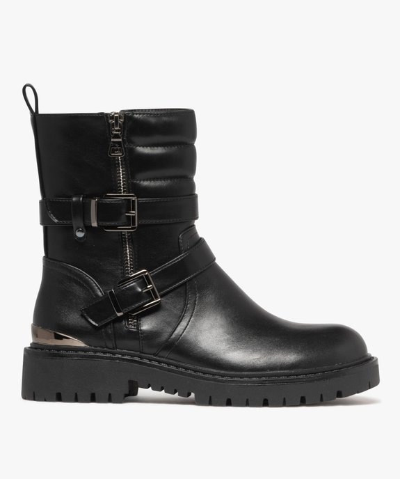 Boots femme mid-cut à col matelassé avec zip et brides fantaisie vue1 - 5 MILES - GEMO