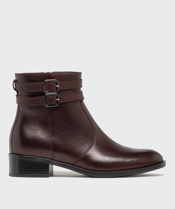 Boots en cuir à talon plat et zip femme - Tanéo vue1 - TANEO - GEMO