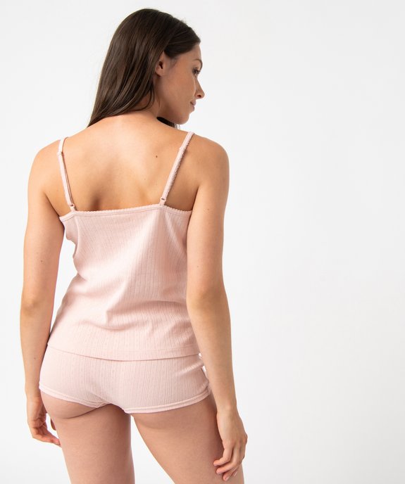 Haut de pyjama femme forme débardeur en maille pointelle - LuluCastagnette vue3 - LULUCASTAGNETTE - GEMO