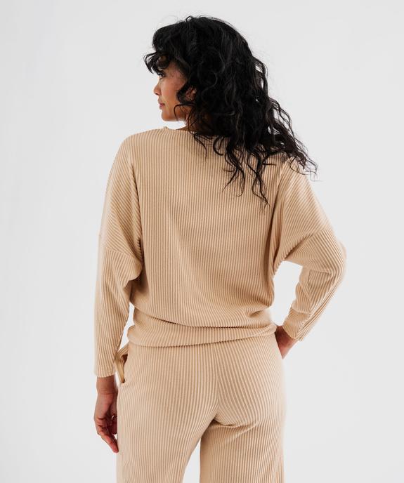 Haut de pyjama en maille côtelée femme vue3 - GEMO 4G FEMME - GEMO