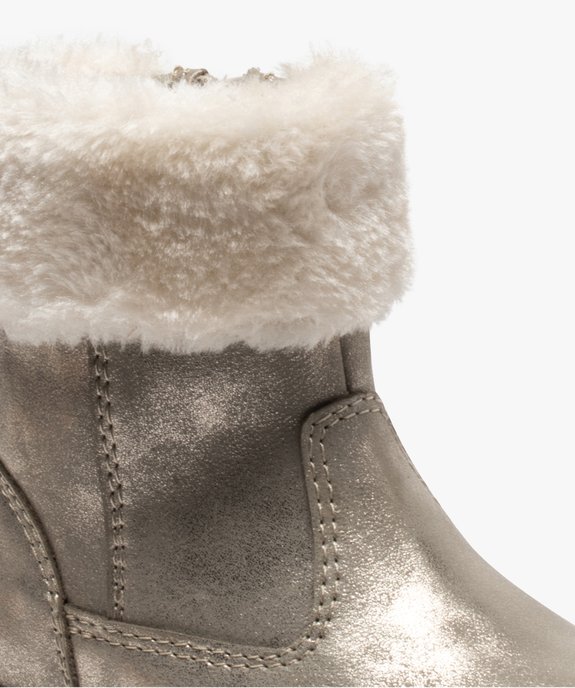 Boots fourrées bébé fille zippées dessus métallisé vue6 - GEMO(BEBE DEBT) - GEMO