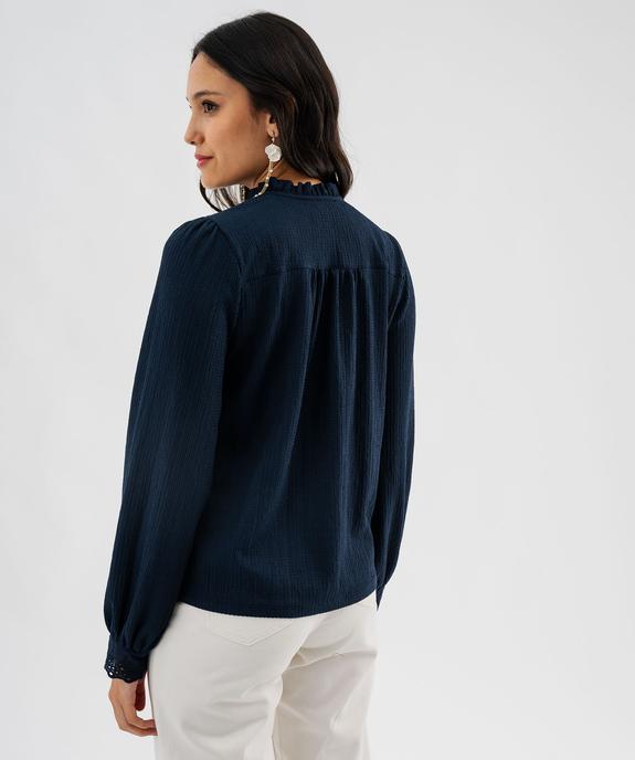 Chemise manches longues en maille texturée et dentelle femme vue3 - GEMO(FEMME PAP) - GEMO