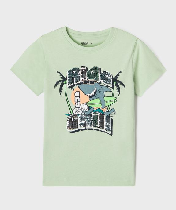 T-shirt imprimé à sequins garçon vue2 - GEMO 4G GARCON - GEMO