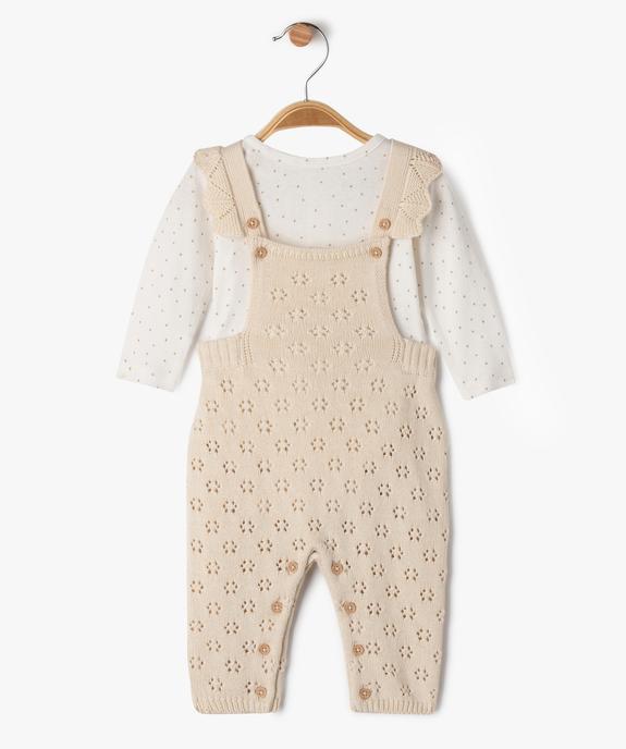 Ensemble de naissance 2 pièces salopette et body manches longues vue2 - GEMO 4G BEBE - GEMO