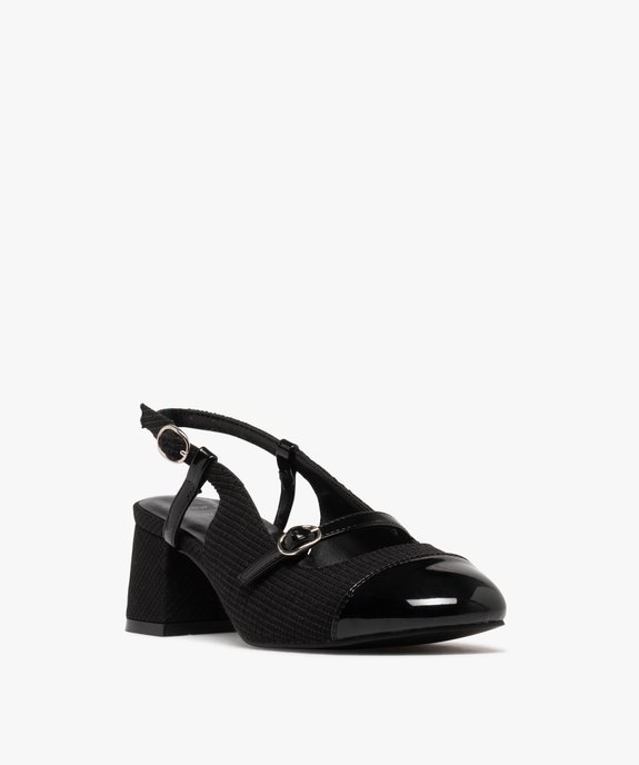 Escarpins sling-back en textile pailleté et vernis femme vue3 - FOLLOW ME - GEMO