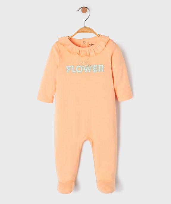 Pyjama dors bien en jersey à col volanté et pont-dos pressionné bébé vue1 - GEMO 4G BEBE - GEMO