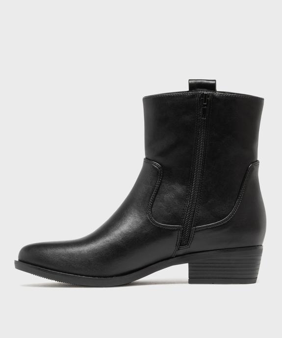 Boots santiags unies à zip femme - Follow Me vue4 - FOLLOW ME - GEMO