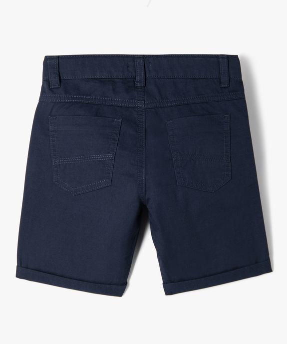 Bermuda garçon en coton twill uni à revers vue3 - GEMO 4G GARCON - GEMO