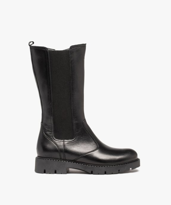 Bottes fille dessus cuir uni à semelle crantée - Tanéo vue1 - TANEO - GEMO