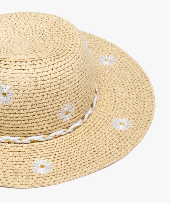 Chapeau de paille forme capeline à paillettes et fleurs fille vue3 - GEMO (ENFANT) - GEMO