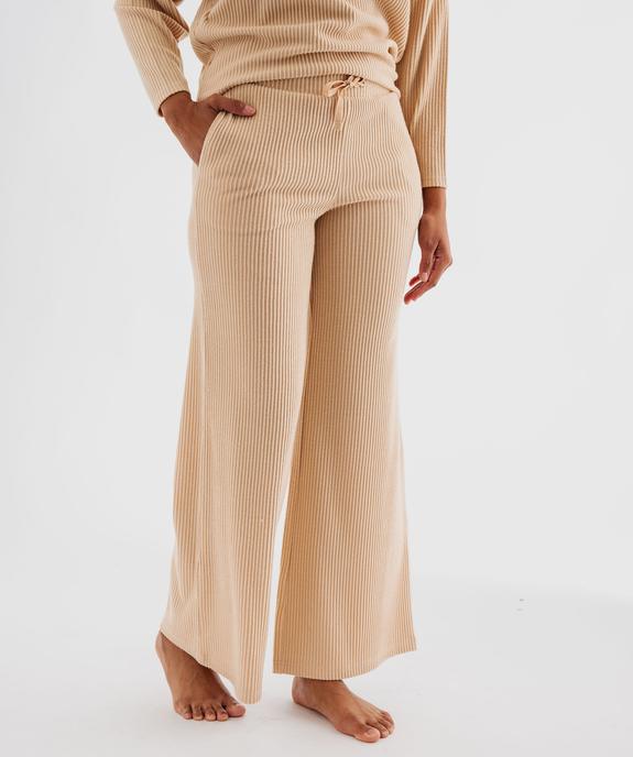 Bas de pyjama large en maille côtelée extra douce femme vue1 - GEMO 4G FEMME - GEMO