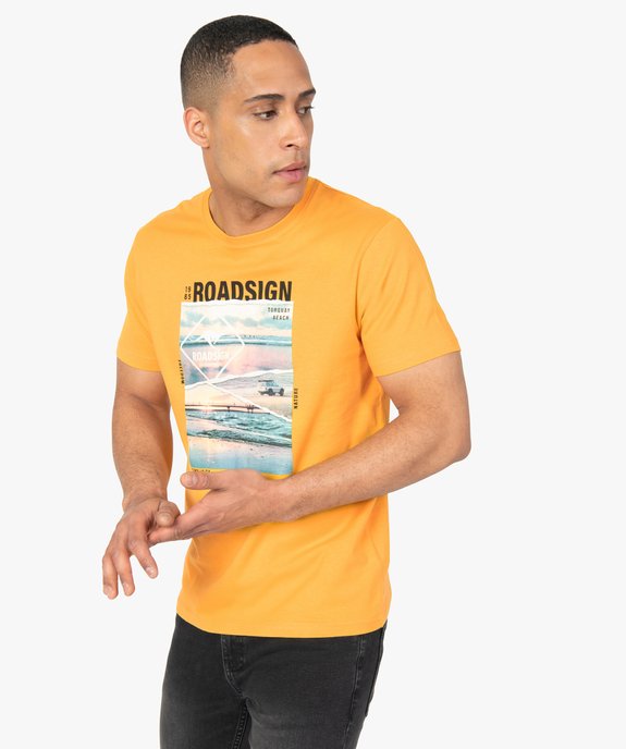Tee-shirt homme à manches courtes imprimé nature - Roadsign vue1 - ROADSIGN - GEMO