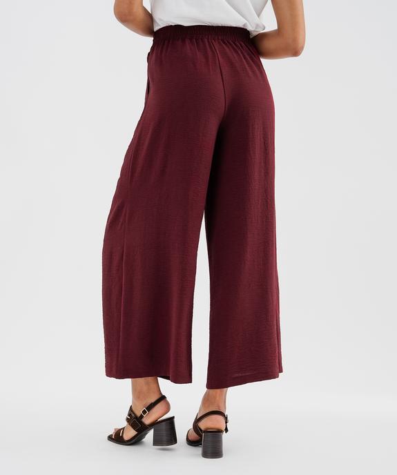 Pantalon large et fluide à taille élastiquée et liens à nouer femme vue3 - GEMO 4G FEMME - GEMO