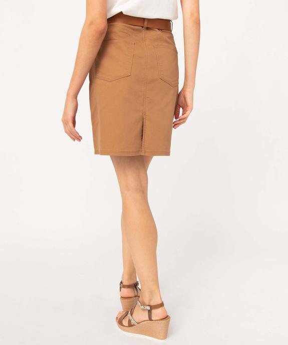 Jupe femme droite en toile denim vue3 - GEMO 4G FEMME - GEMO