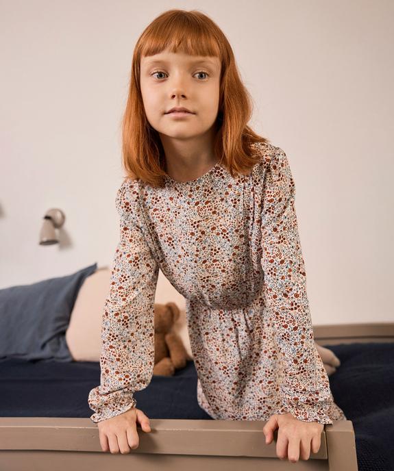 Robe à manches longues à motifs fleuris fille - LuluCastagnette vue1 - LULU CASTAGNETTE GEMO FOR GOOD - GEMO