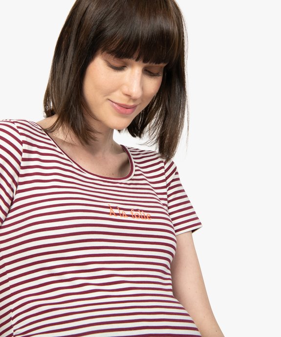 Tee-shirt de grossesse imprimé avec grand col rond vue5 - GEMO (MATER) - GEMO