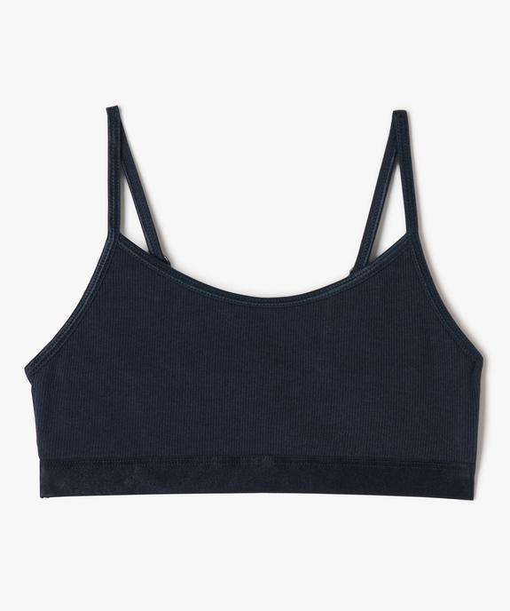 Brassière en maille côtelée à fines bretelles fille vue1 - GEMO 4G FILLE - GEMO