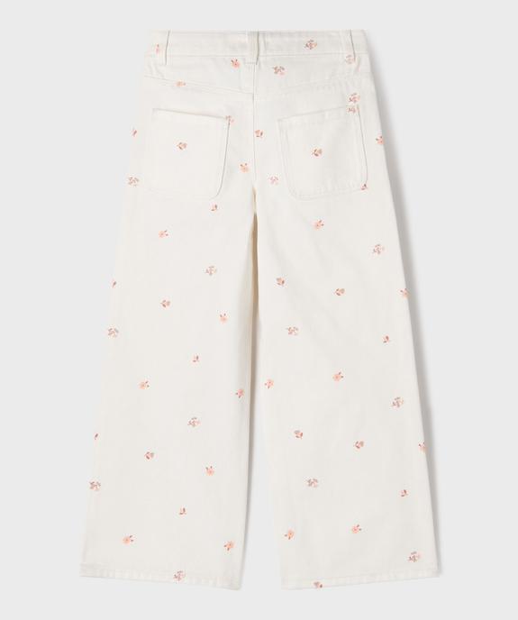 Pantalon wide leg en twill fleuri fille vue4 - GEMO (ENFANT) - GEMO