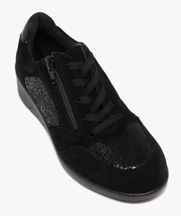 Derbies femme confort dessus en cuir suédé et à semelle compensée détails à motifs scintillants vue5 - G'FLEX - GEMO