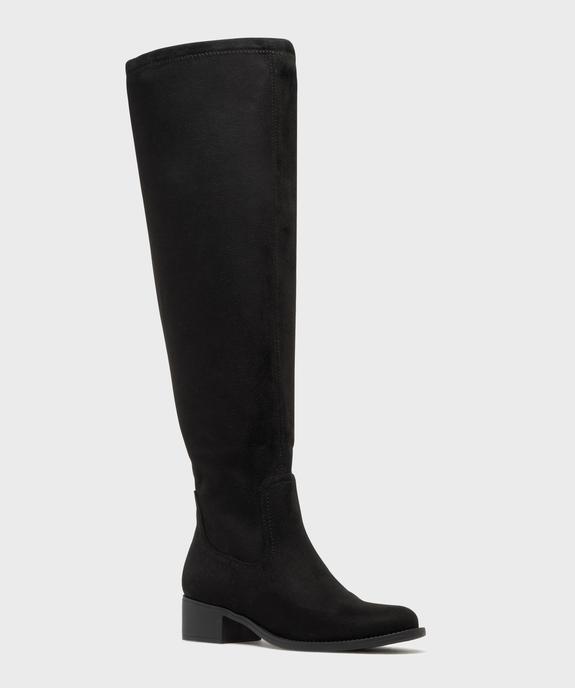 Bottes cavalières en suédine à tige chaussette femme vue2 - VALENTINA BALDA - GEMO