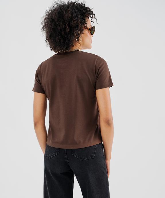 Tee-shirt manches courtes et col rond en coton résistant femme vue3 - GEMO(FEMME PAP) - GEMO