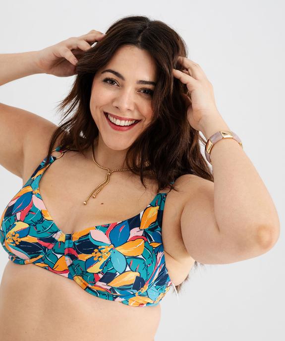 Haut de maillot de bain emboitant fleuri femme grande taille vue2 - GEMO (PLAGE) - GEMO