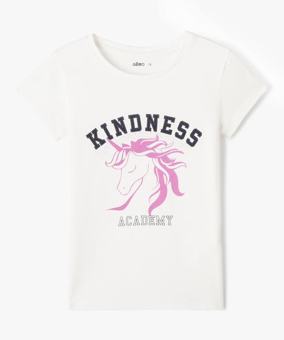 Tee-shirt fille à manches courtes avec large motif girly vue1 - GEMO (ENFANT) - GEMO