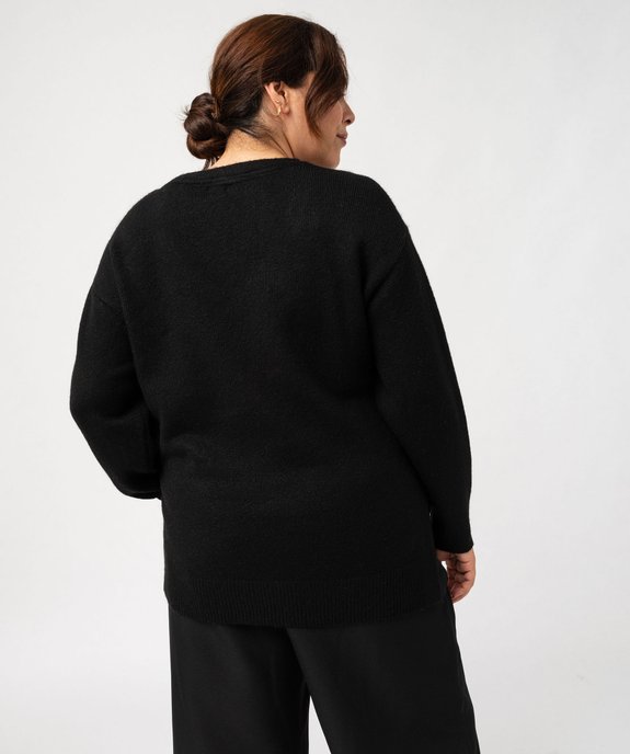 Pull col V avec inscription pailletée femme grande taille vue3 - GEMO (G TAILLE) - GEMO