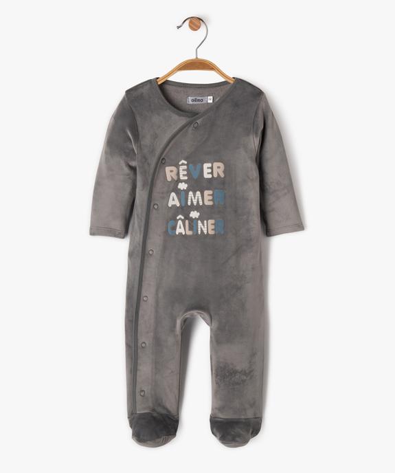 Pyjama en velours imprimé à ouverture devant bébé vue1 - GEMO(BB COUCHE) - GEMO
