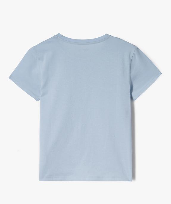 Tee-shirt à manches courtes et col rond fille vue3 - GEMO (JUNIOR) - GEMO