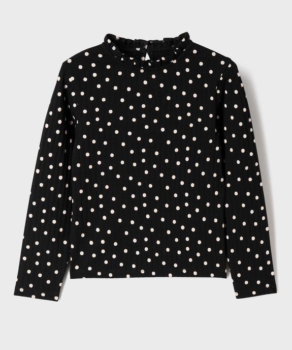 Tee-shirt manches longues imprimé avec col froncé fille vue1 - GEMO 4G FILLE - GEMO