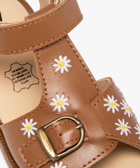 Sandales fille dessus cuir uni brodé fleurs – NA! vue6 - NA! - GEMO