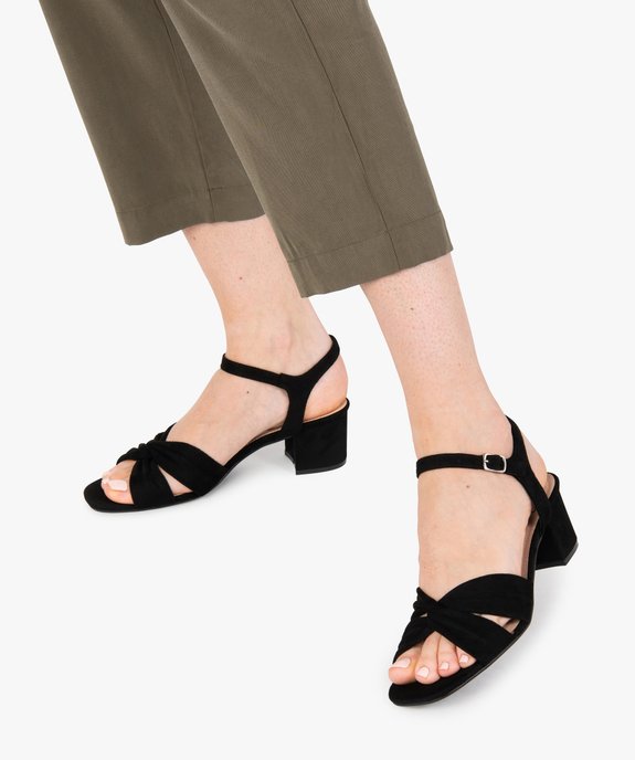 Sandales femme à talon dessus drapé en suédine unie vue1 - GEMO(URBAIN) - GEMO